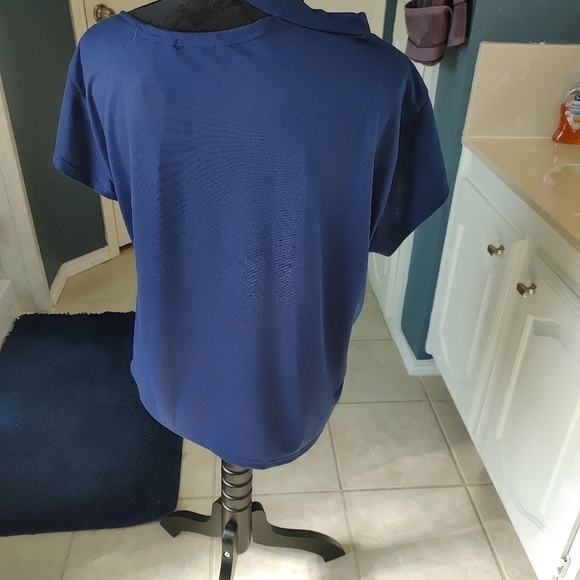 CBR Navy Blue Anchor Tee Cap Sleeves Decorative Neckline XL NEW - Picture 6 of 10